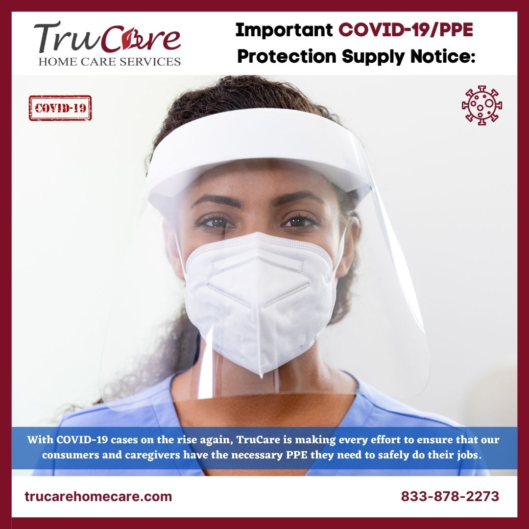 Caregiver wearing COVID-19 PPE